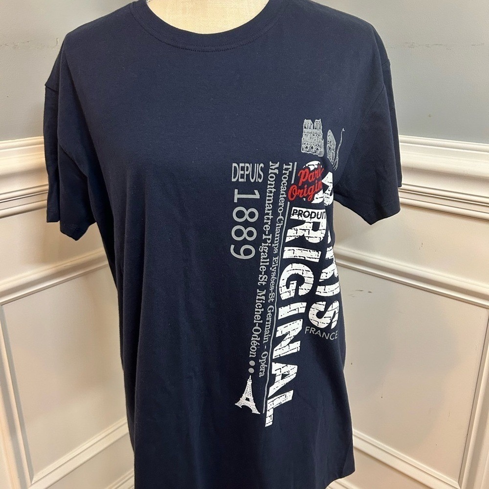 Air de Paris Collection Navy Blue Graphic T-Shirt Paris Original Souvenir Tee M